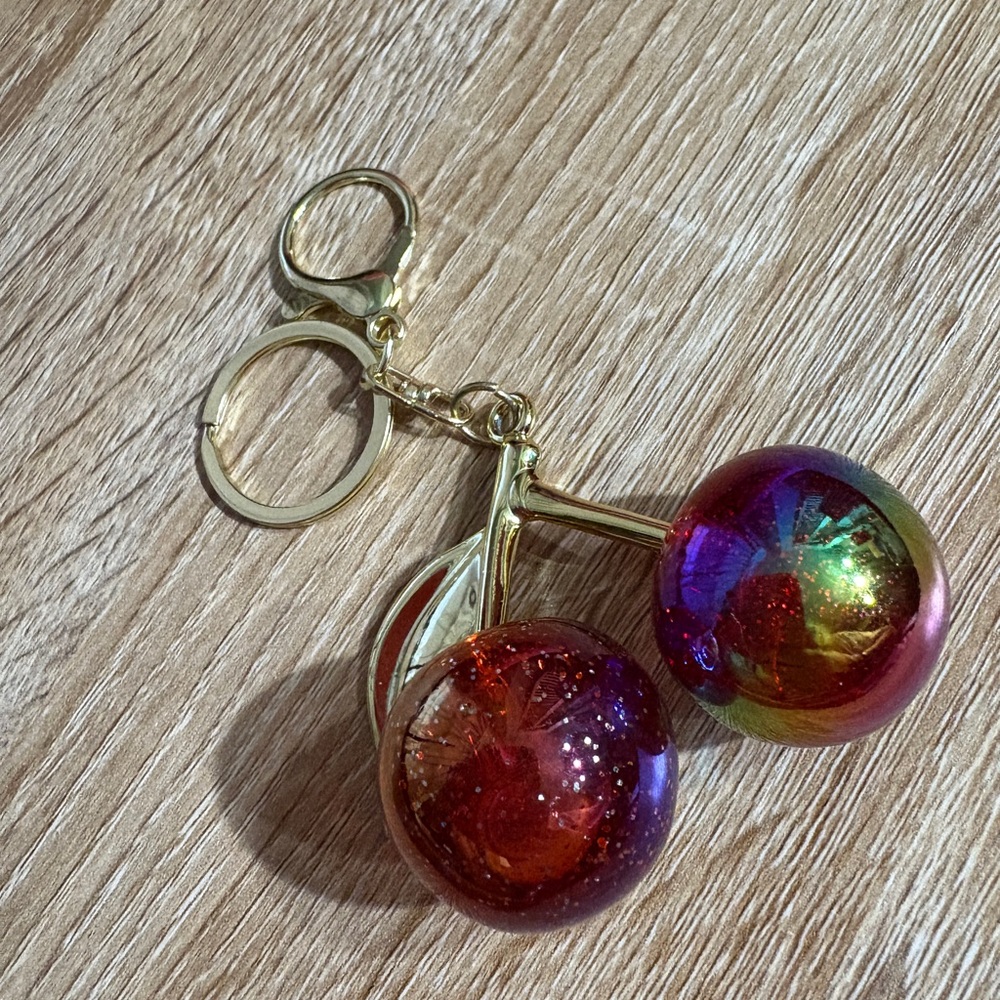 Iridescent Red Cherry Bag Charm/Keychain